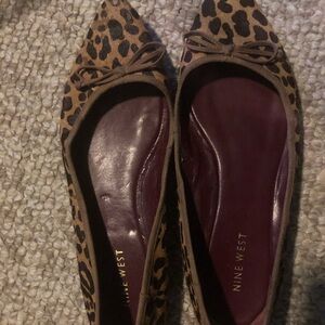 Nine West Cow Fur and Real Leather animal print flats Size 9M